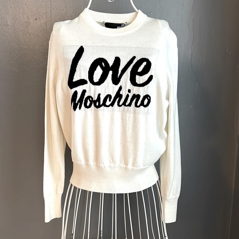 Nwt love moschino maglia optical white sweater